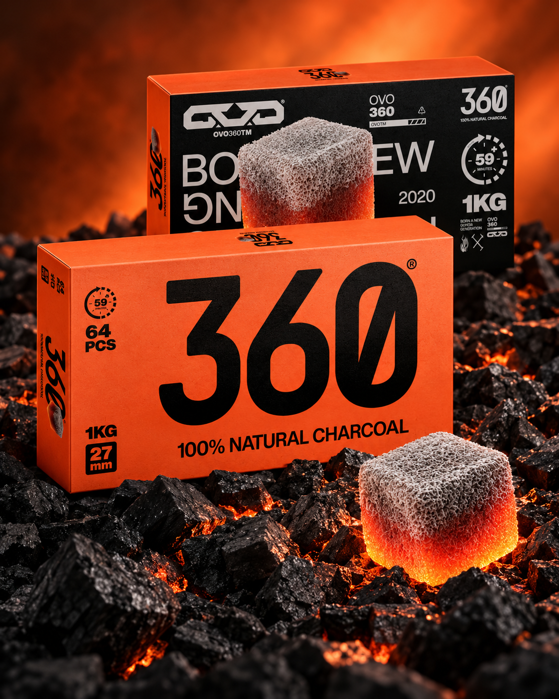 OVO 360 Charcoal 1kg Cubes 27mm